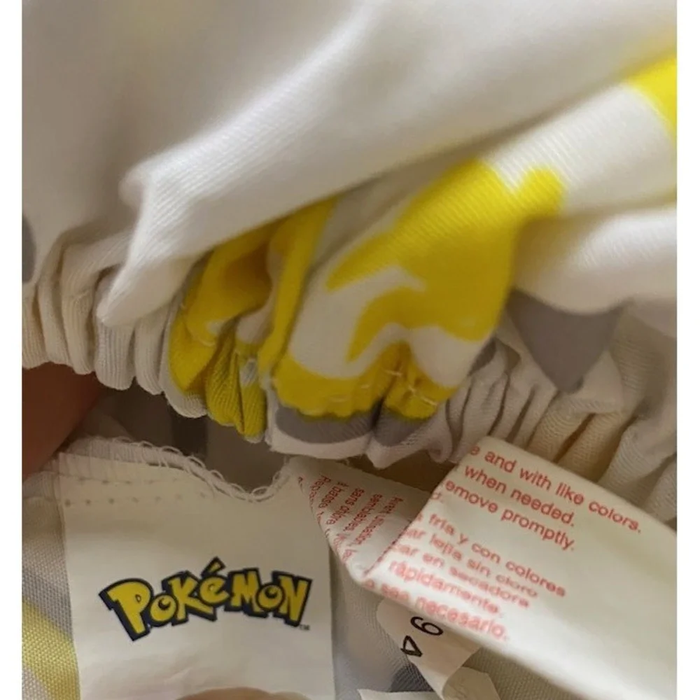 Pokemon Fitted Sheet Kids Twin White Yellow Good Pikachu Polka Dot Bedding‎